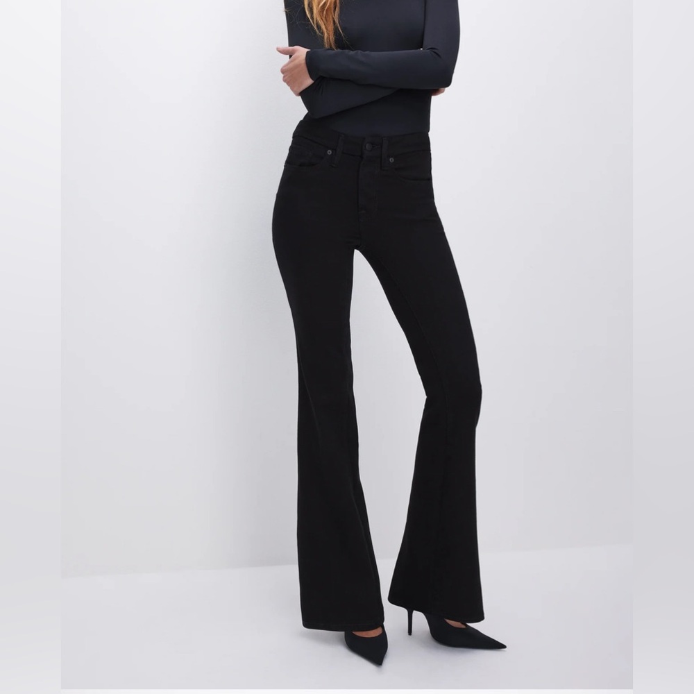 Good American good legs black flare jean